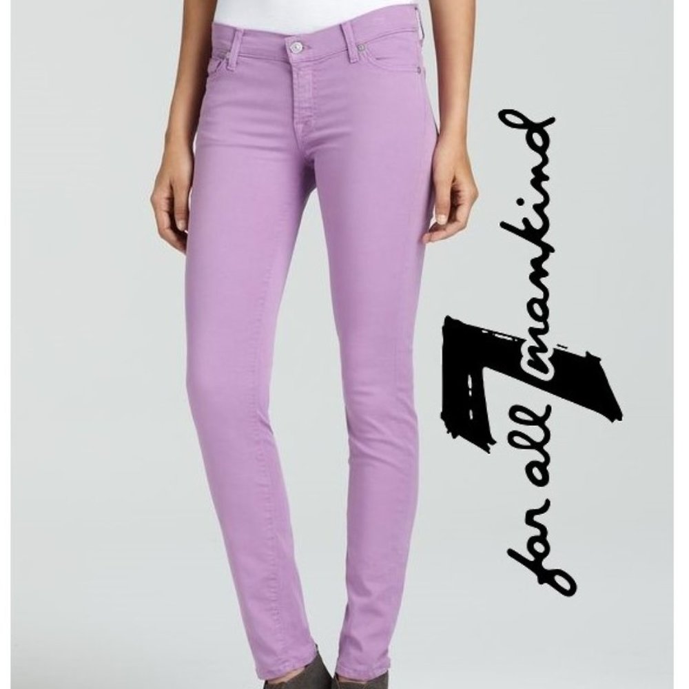 7 FOR ALL MANKIND 7FAMK LAVENDER SKINNY Denim Pastel Jeans! Size 23!